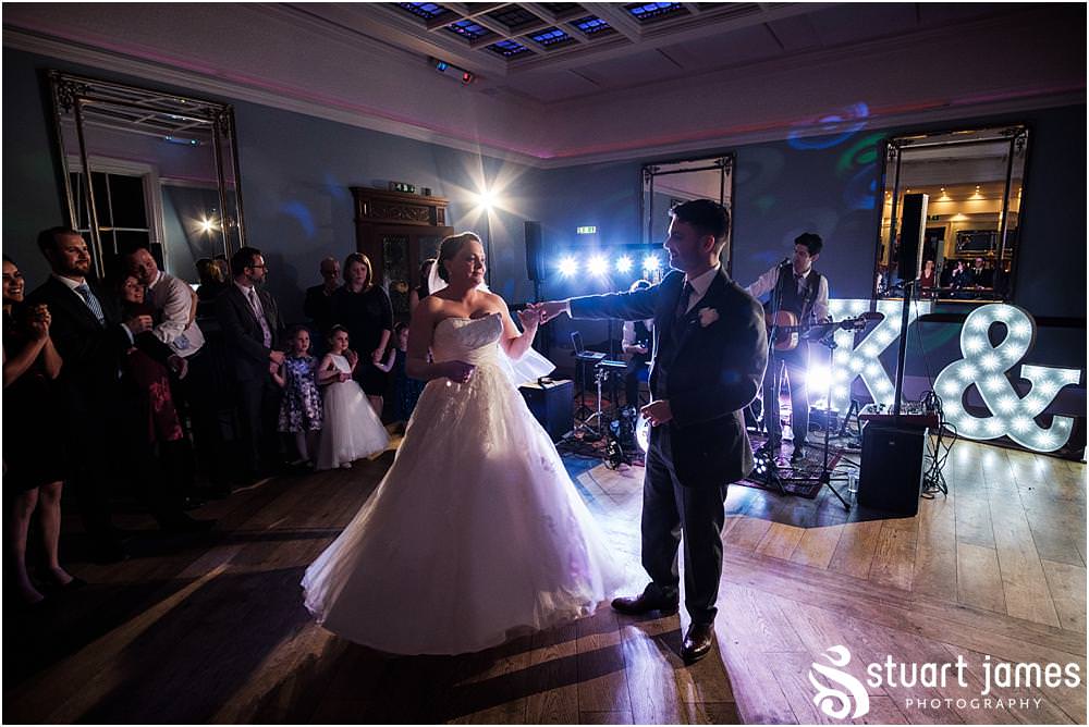 Gorgeous creative photographs of the first dance at Pendrell Hall in Codsall, Wolverhampton by Pendrell Hall Wedding Photographer Stuart James with music from Ashmore Acoustics.