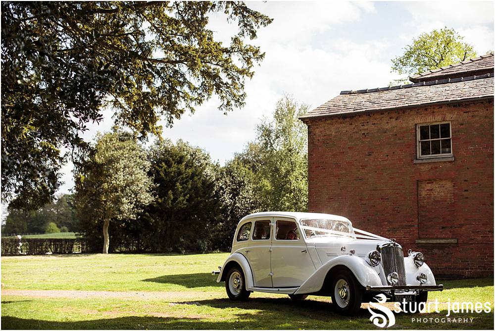 Documenting the Bride arriving in style at Tower of the Winds, Shugborough in Staffordshire with Platinum Wedding Cars
