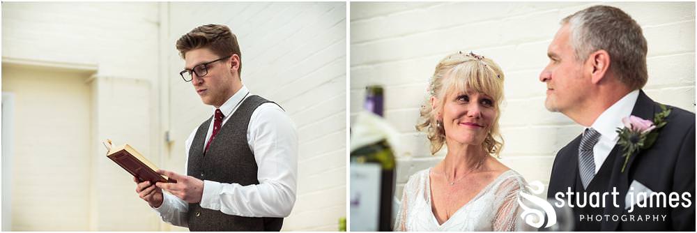 Documentary wedding photography that captures the reactions, the stories and the people during the emotional wedding speeches in the Garden Room at Shugborough