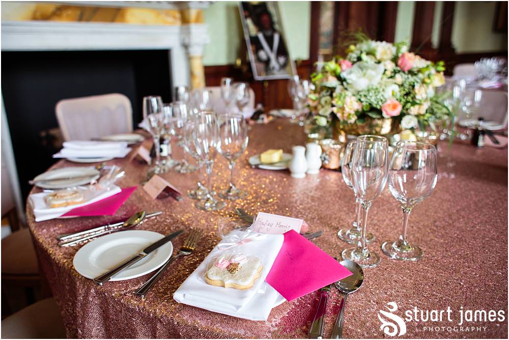 The saloon looking quite perfect for the wedding breakfast, designed by Pumpkin Events and Fine Flowers at Sandon Hall in Stafford by Documentary Wedding Photographer Stuart James