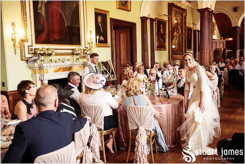 Candid photographs of the Grooms speech at Sandon Hall in Stafford by Documentary Wedding Photographer Stuart James