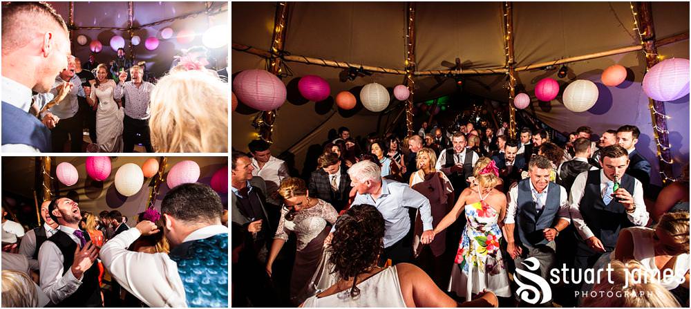 Creative photographs of the wedding reception, showing the life and soul of the party from the start of the night to the very end, truly perfect Documentary Wedding Photography of this Staffordshire Tipi Wedding