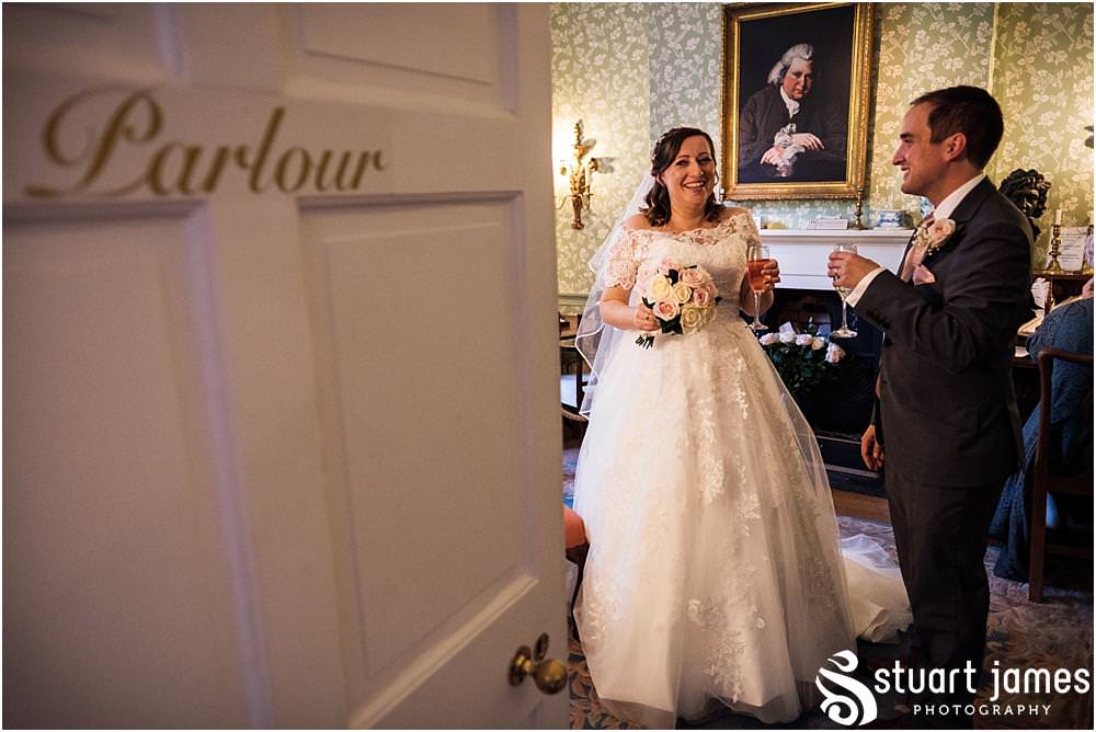 Storytelling photos of the exit of the Bride and Groom at Erasmus Darwin House in Lichfield by Lichfield Wedding Photographer Stuart James