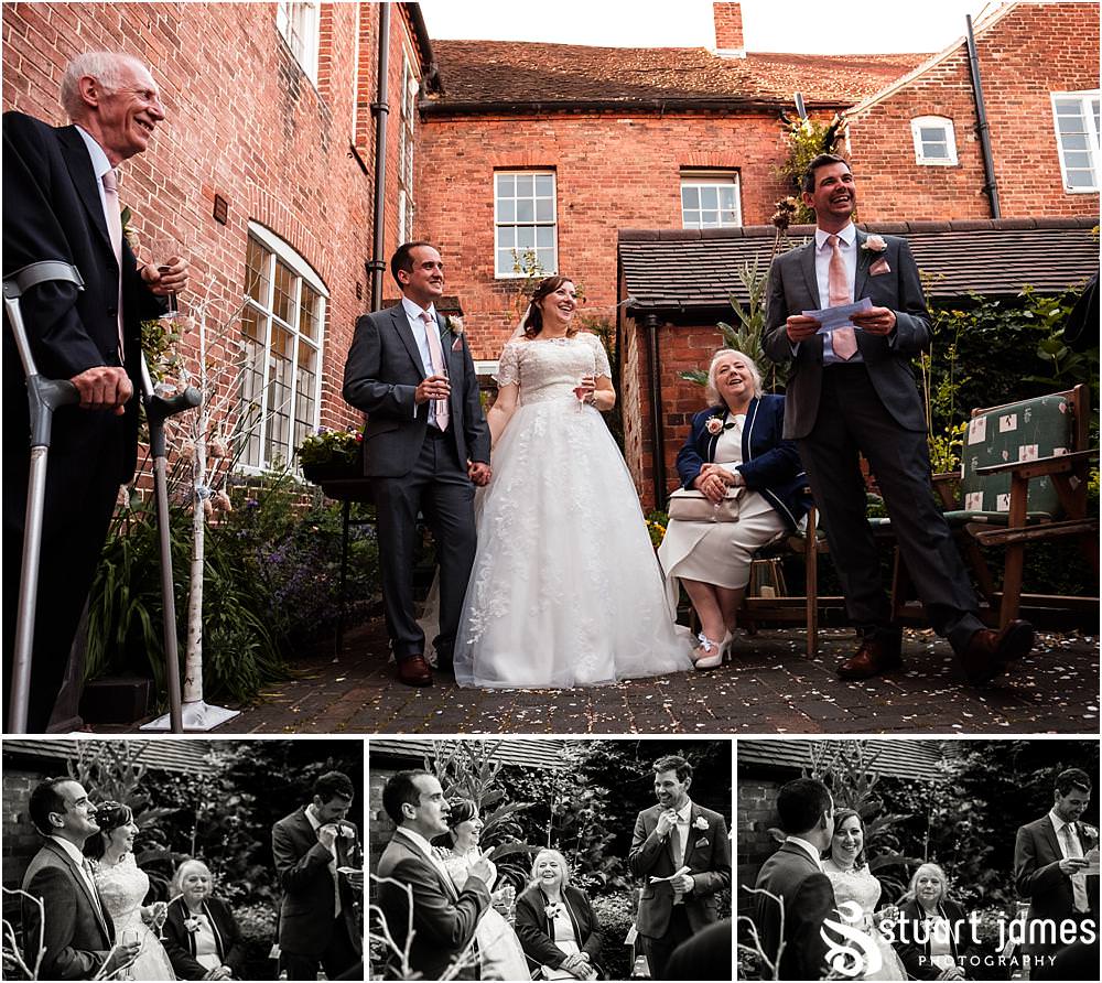 Striking the perfect balance between humour and entertainment, the photos capture the Best Mans speech at Erasmus Darwin House in Lichfield by Lichfield Wedding Photographer Stuart James