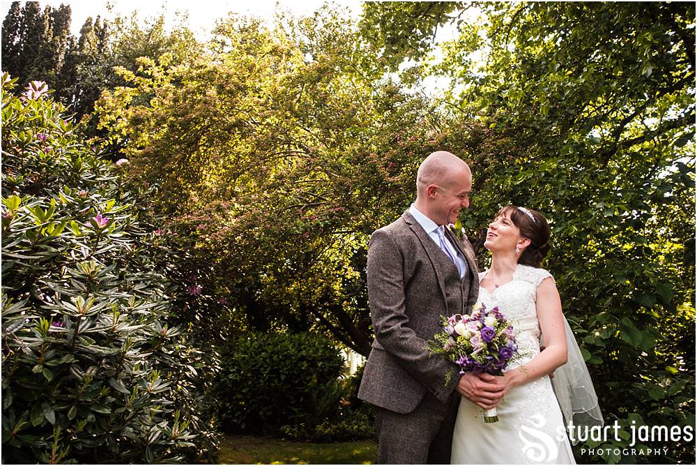 Creative relaxed portraits of the bride and groom around the beautiful grounds of The Moat House in Acton Trussell by Documentary Wedding Photographer Stuart James