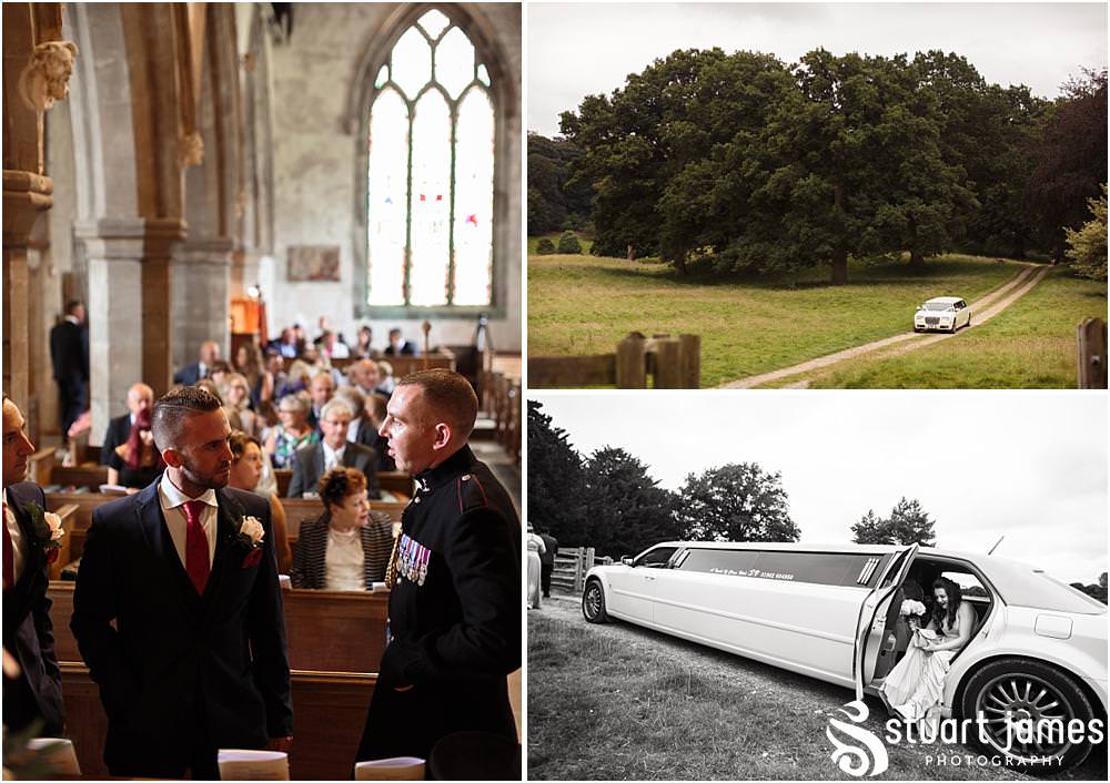 Documenting the arrival of the guests for the wedding at All Saints Church in Sandon by Documentary Wedding Photographer Stuart James
