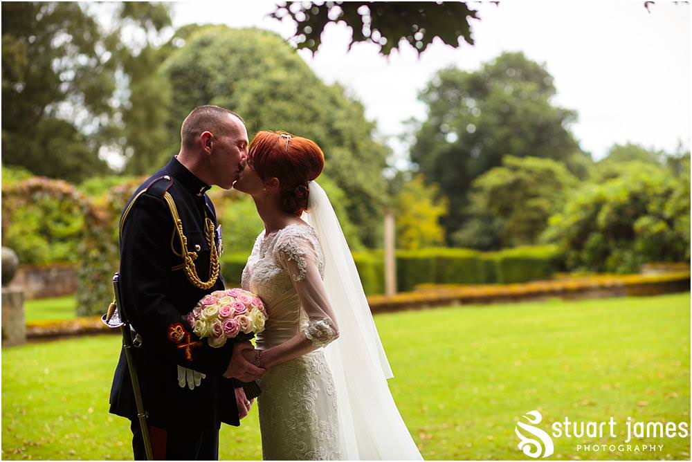 Creative portraits of the bride and groom around the beautiful grounds at Sandon in Staffordshire by Documentary Wedding Photographer Stuart James