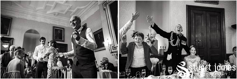 Creative photographs of the fabulous singing waiters at Sandon in Staffordshire by Documentary Wedding Photographer Stuart James