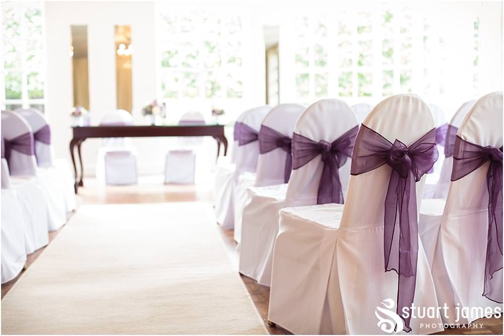 Gorgeous draped room for the wedding ceremony at Warwick House in Southam by Documentary Wedding Photographer Stuart James