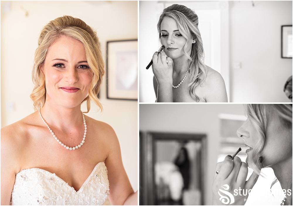 Capturing the emotion as the brides dress and finishing touches come together at Warwick House in Southam by Documentary Wedding Photographer Stuart James