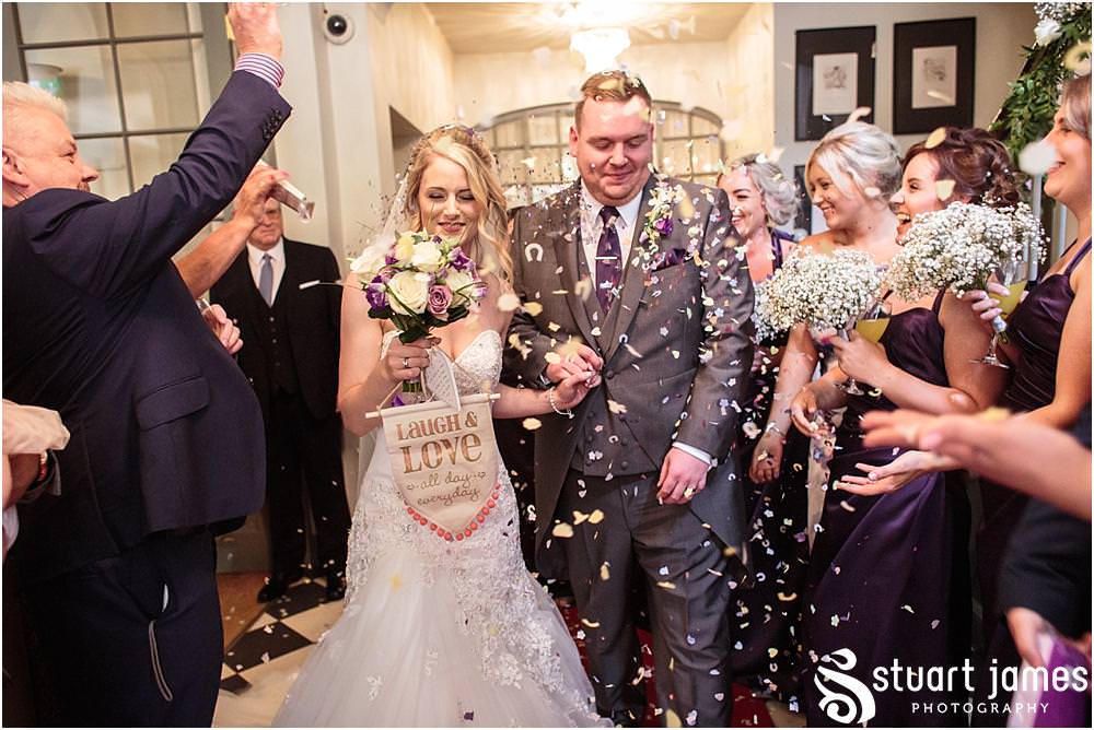 Confetti fun at Warwick House in Southam by Documentary Wedding Photographer Stuart James