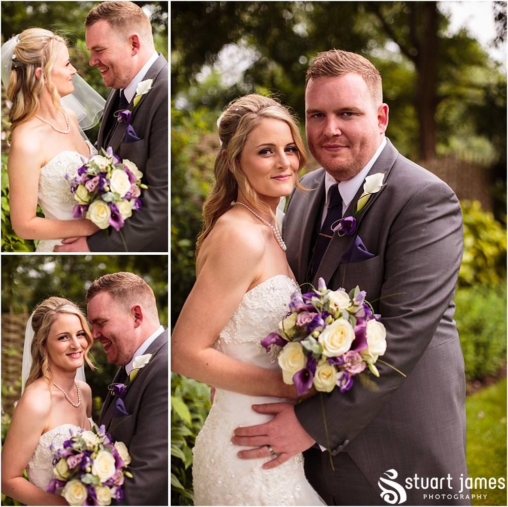 Relaxed portraits with the bride and groom in the beautiful gardens of Warwick House in Southam by Documentary Wedding Photographer Stuart James