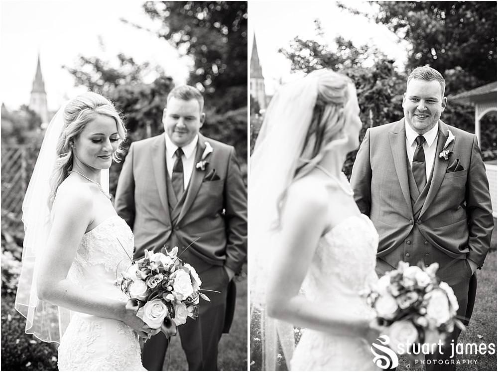 Relaxed portraits with the bride and groom in the beautiful gardens of Warwick House in Southam by Documentary Wedding Photographer Stuart James