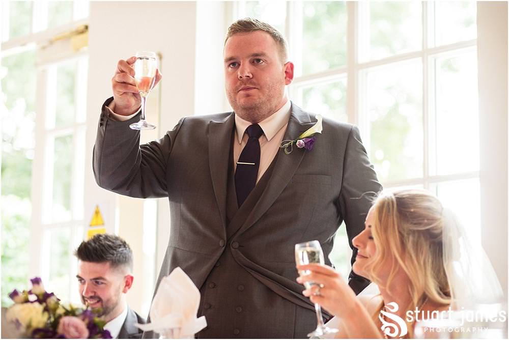 Photographs of the speeches that tell a story showing the emotion and feeling during the grooms speech at Warwick House in Southam by Documentary Wedding Photographer Stuart James