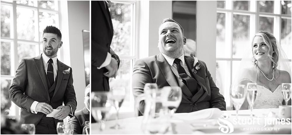 Documenting the best mans speech and fabulous guest reactions at Warwick House in Southam by Documentary Wedding Photographer Stuart James