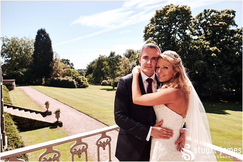 Creative photographs of the Bride and Groom in the beautiful Italian Gardens at Weston Park in Staffordshire by Documentary Wedding Photographer Stuart James