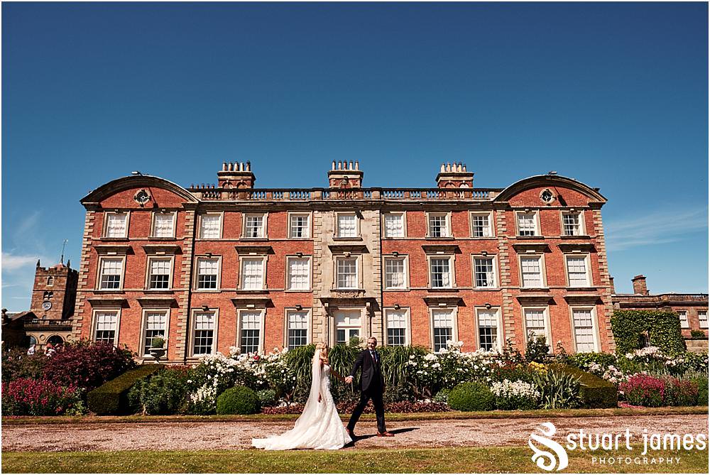 Utilising the variation of light and features for creative portraits of the bride and groom at Weston Park in Staffordshire by Documentary Wedding Photographer Stuart James