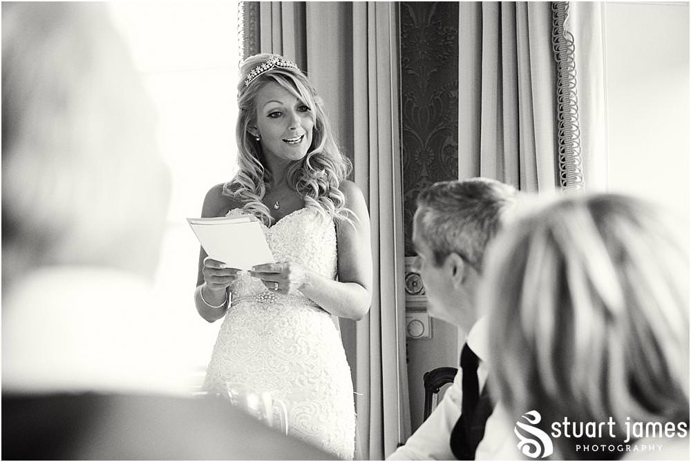 Capturing the reaction to the beautiful brides speech at Weston Park in Staffordshire by Documentary Wedding Photographer Stuart James