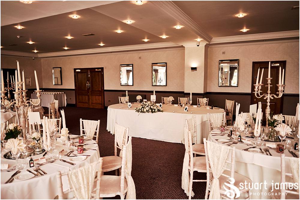 Truly stunning decoration and chair hire from Bespoke Creations making the Acton Suite look truly perfect for the wedding breakfast at The Moat House in Acton Trussell by Documentary Wedding Photographer Stuart James