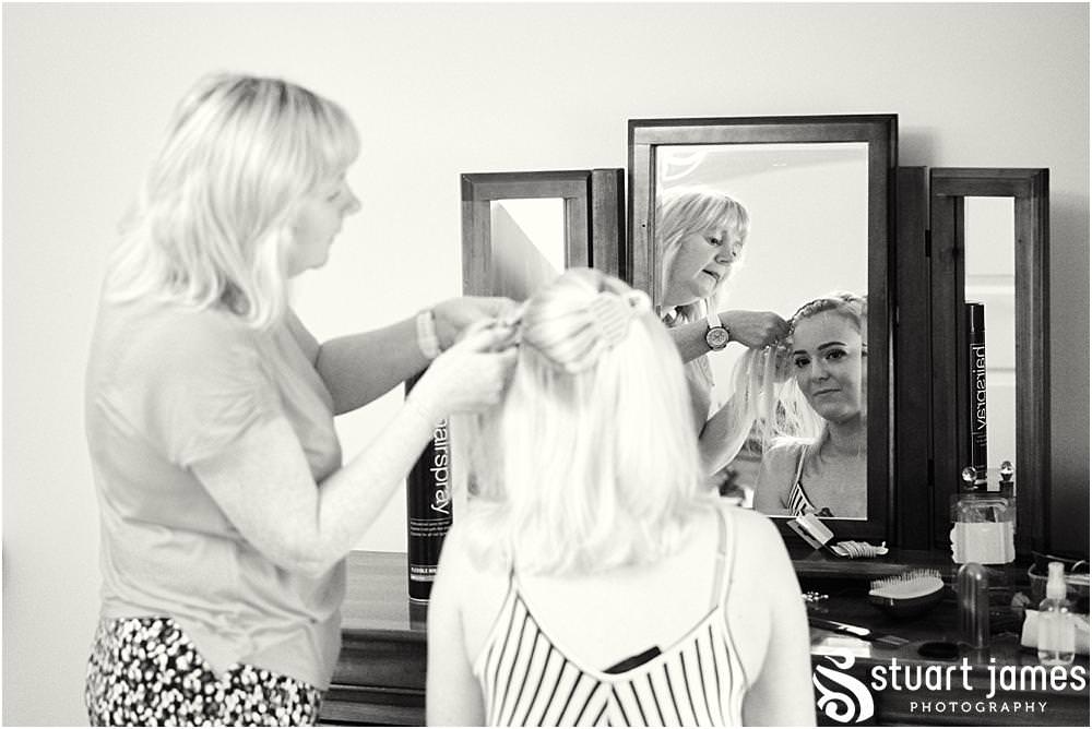Candid photographs of the bridal party ahead of the wedding at home in Bloxwich by Documentary Wedding Photographer Stuart James