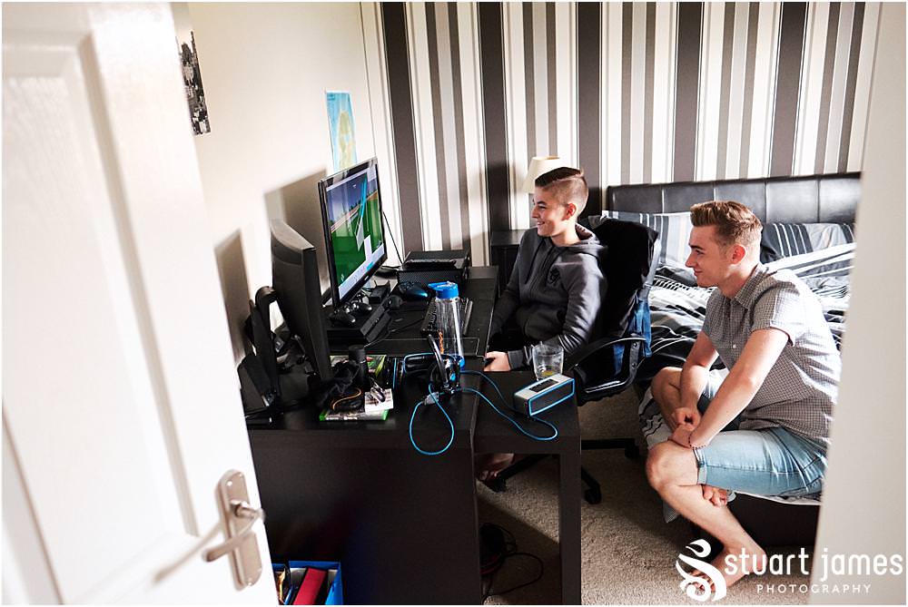 Candid photographs of the bridal party ahead of the wedding at home in Bloxwich by Documentary Wedding Photographer Stuart James