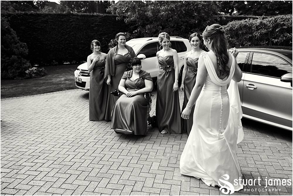 Capturing the emotion as the grand reveal of the beautiful bride in her perfect gown for the wedding at The Crows Nest at Barton Marina by Documentary Wedding Photographer Stuart James