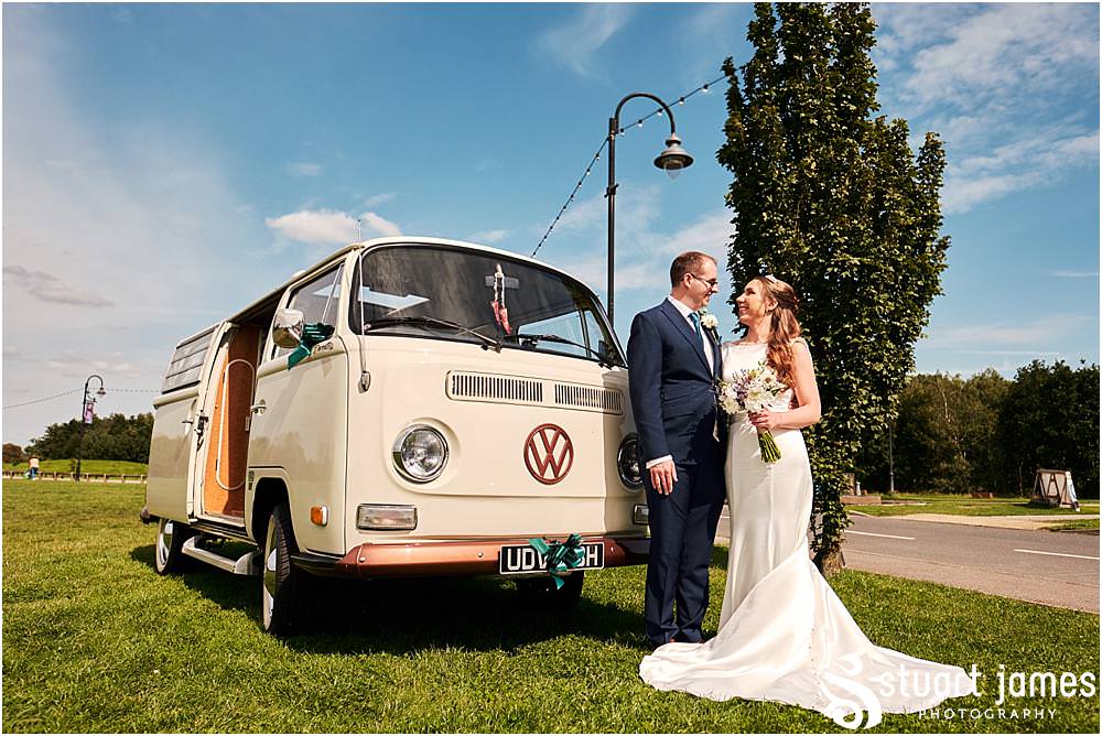 Stunning wedding transport from Moonstruck VW at The Crows Nest at Barton Marina by Documentary Wedding Photographer Stuart James