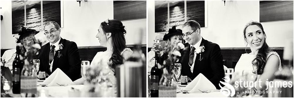 Tugging at the heart strings as the Best Woman delivers a fabulous speech at The Crows Nest at Barton Marina by Documentary Wedding Photographer Stuart James