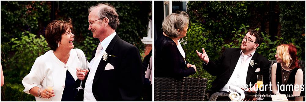 Creative candid photographs of the guests enjoying the drinks reception in the gardens at The Belfry in Sutton Coldfield by Documentary Wedding Photographer Stuart James