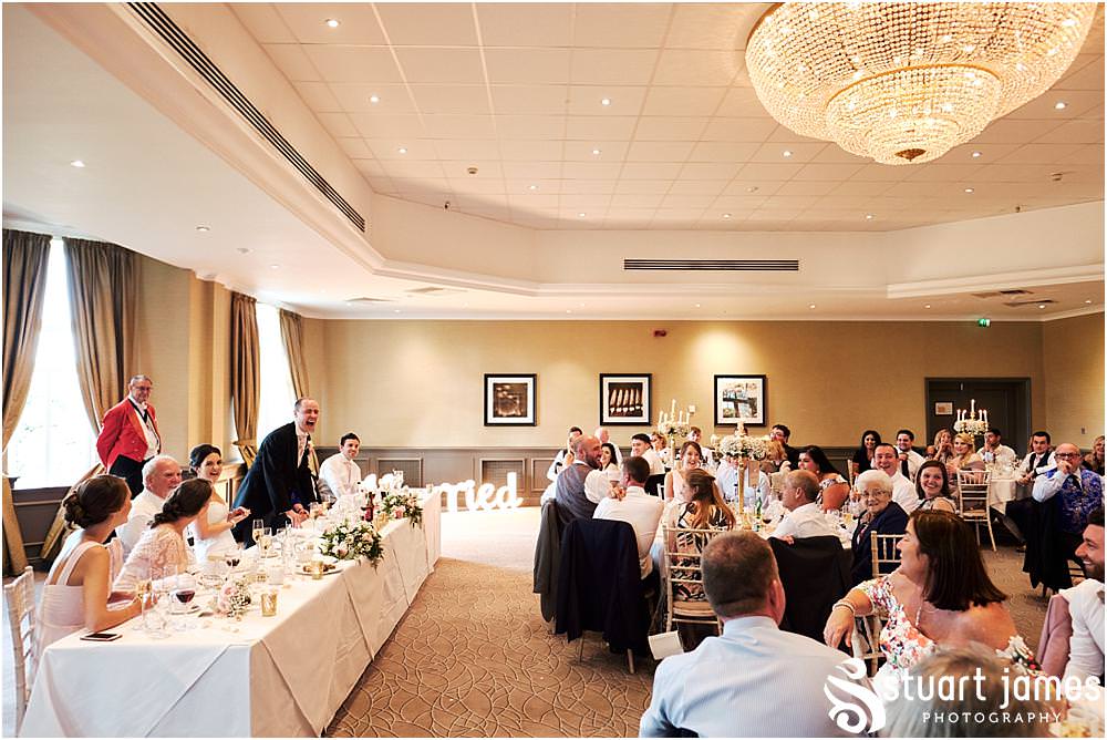 The grooms speech brought fabulous reactions from all around at The Belfry in Sutton Coldfield by Documentary Wedding Photographer Stuart James
