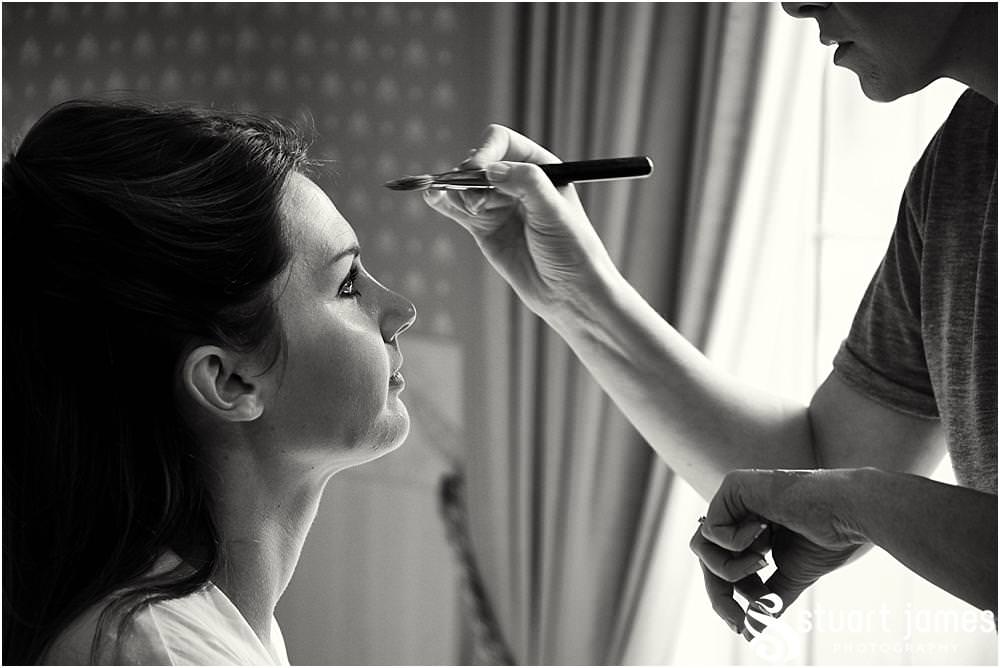 Creative photographs of the bridal party preparations on the wedding morning ahead of the wedding at Bishton Hall in Stafford by Documentary Wedding Photographer Stuart James