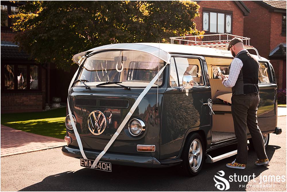 Stunning wedding transport for the wedding at Bishton Hall in Stafford by Documentary Wedding Photographer Stuart James
