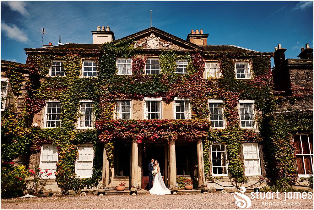 Such a stunning setting for a wedding, utilised here for relaxed portraits of the Bride and Groom - Bishton Hall in Stafford by Documentary Wedding Photographer Stuart James