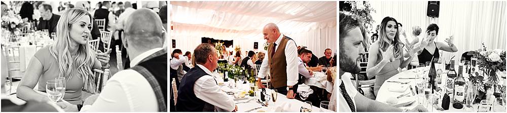 Candid photographs capturing the fabulous wedding breakfast at Bishton Hall in Stafford by Documentary Wedding Photographer Stuart James