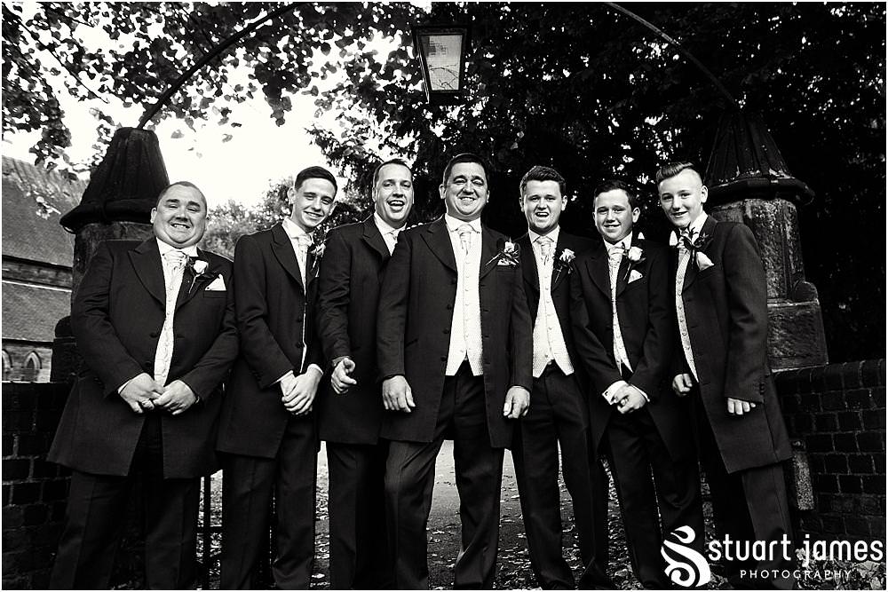 Creative contemporary photographs of the groomsmen at St Marks Church Great Wyrley in Walsall by Documentary Wedding Photographer Stuart James