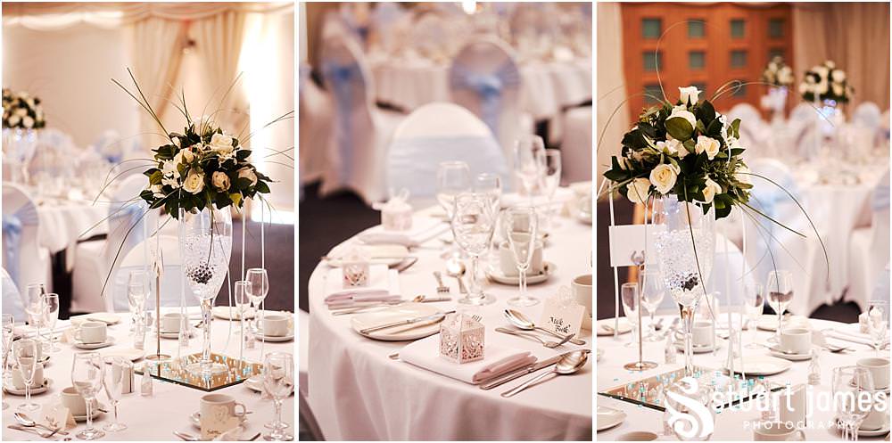 Stunning attention to styling form the Bride and Groom for the wedding breakfast at Calderfields in Walsall by Documentary Wedding Photographer Stuart James