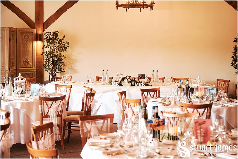 Stunning and personal styling for the wedding breakfast in the beautiful barn at Packington Moor in Lichfield by Documentary Wedding Photographer Stuart James CREATIVE. EMOTIVE. STORYTELLING. Staffordshire Barn Wedding Photographs
