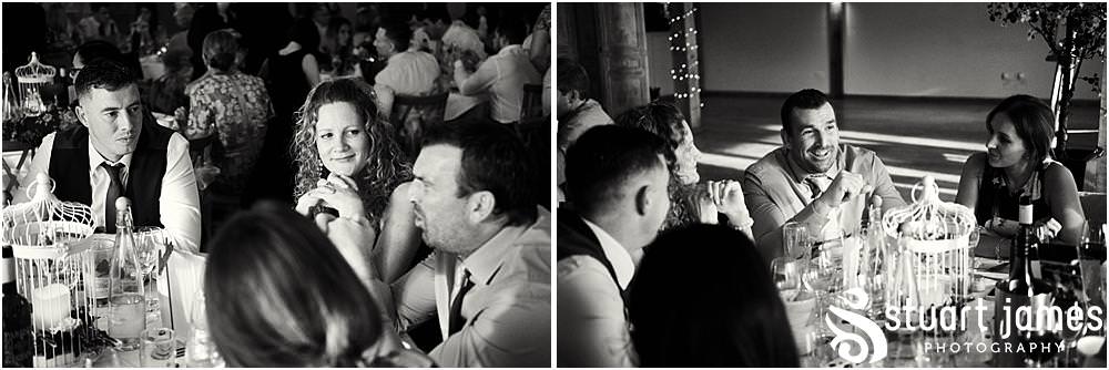 Natural photographs that capture the feel and mood of the wedding reception during the fabulous wedding breakfast at Packington Moor in Lichfield by Documentary Wedding Photographer Stuart James CREATIVE. EMOTIVE. STORYTELLING. Staffordshire Barn Wedding Photographs