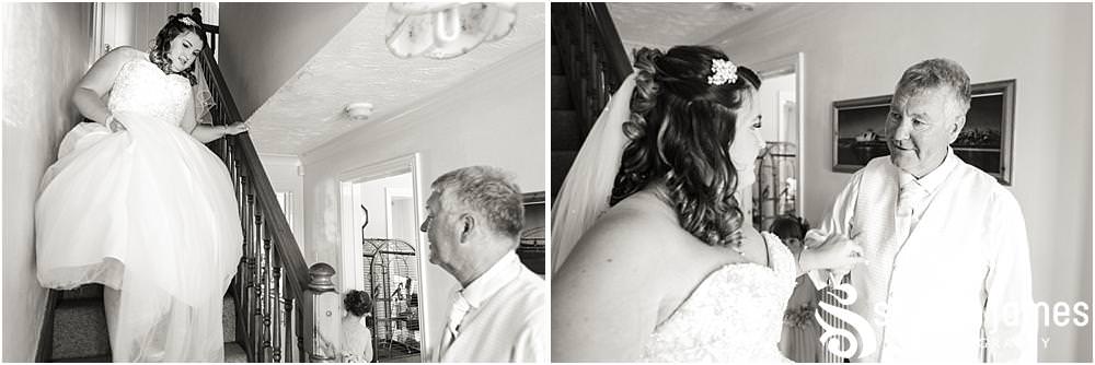 The beautiful grand reveal to the excited Father of the Bride at Oak Farm in Cannock by Oak Farm Wedding Photographer Stuart James