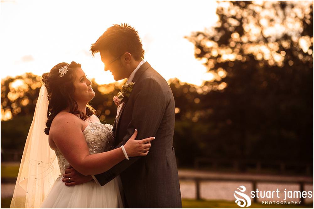 Elegant sunset portraits of the bride and groom at Oak Farm in Cannock by Oak Farm Wedding Photographer Stuart James