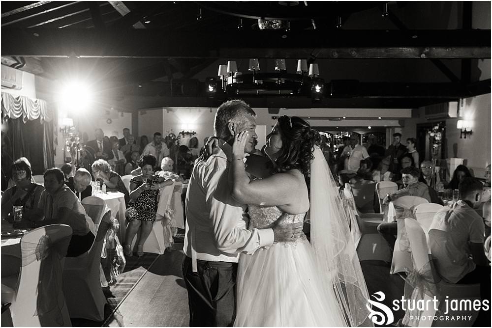 Such a beautiful moment as the bride and her father take to the dance floor for a special dance at Oak Farm in Cannock by Oak Farm Wedding Photographer Stuart James