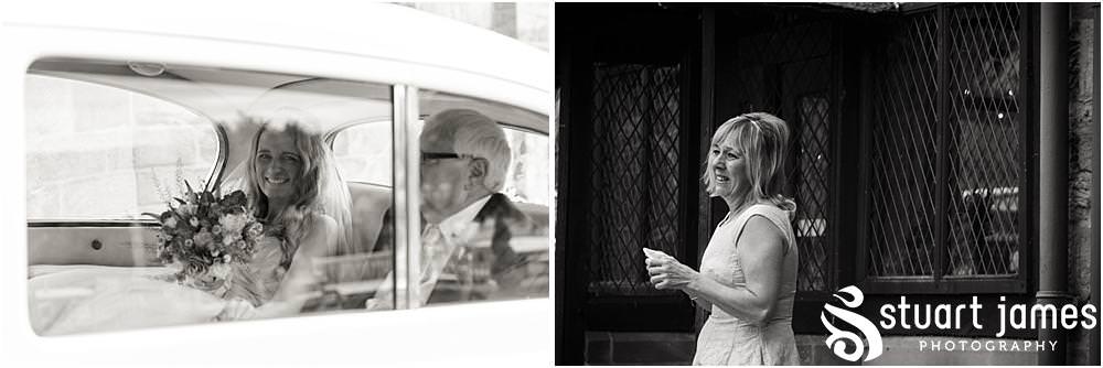 Our beautiful bride arriving in style for the wedding at Weston Hall in Stafford by Documentary Wedding Photographer Stuart James | Weston Hall Weddings