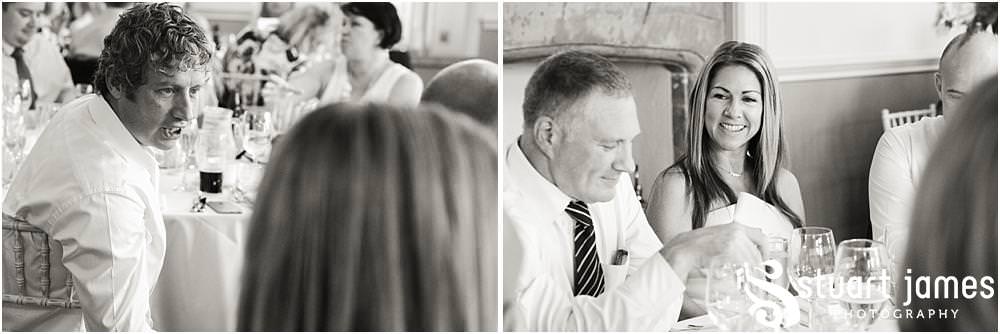 Candid photographs of the guests enjoying the wedding breakfast at Weston Hall in Stafford by Documentary Wedding Photographer Stuart James | Weston Hall Weddings