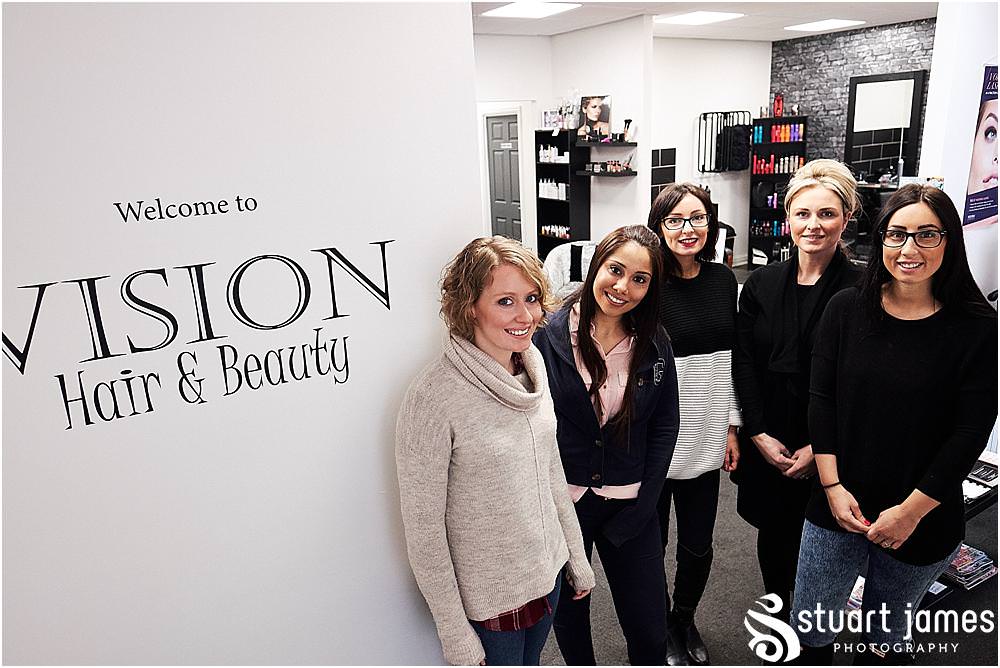 The fabulous team at Vision Hair & Beauty in Cannock looking after our beautiful bride ahead of her wedding at Weston Park with Staffordshire Wedding Photographer Stuart James