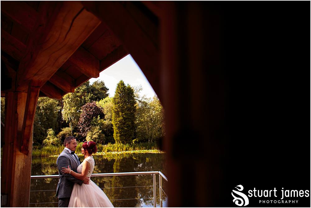 Stunning portraits of the bride and groom in the wonderful gardens at Moddershall Oaks captured by Moddershall Oaks Wedding Photographer Stuart James