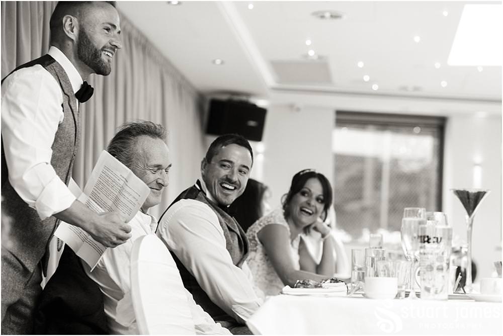 Creative documentary photographs of the wedding guests enjoying the reception at Moddershall Oaks captured by Moddershall Oaks Wedding Photographer Stuart James