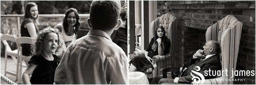 Candid photographs of the wedding reception at Moddershall Oaks captured by Moddershall Oaks Wedding Photographer Stuart James