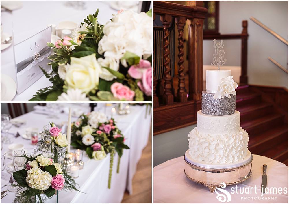 The styling of the wedding breakfast room was simply stunning with amazing floral displays from Entwined Florist at Pendrell Hall with Pendrell Hall Wedding Photography by Stuart James