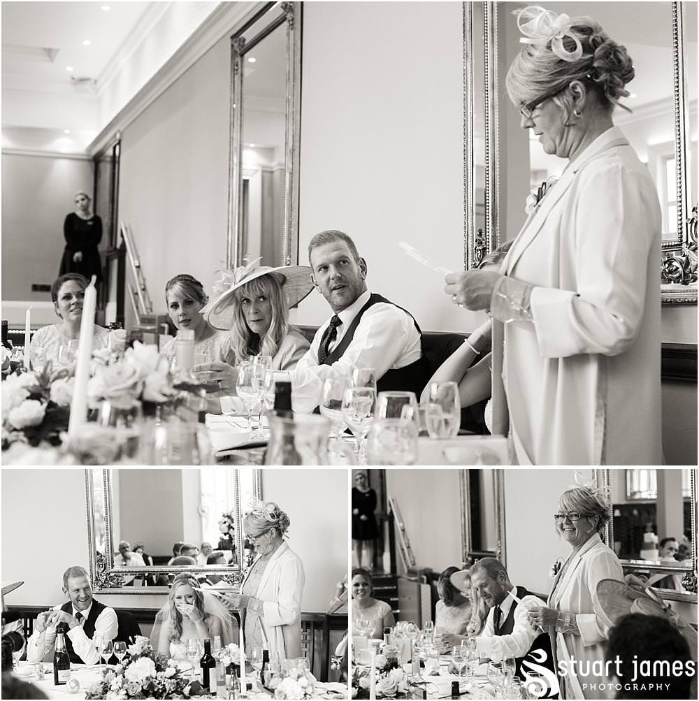 A final speech from the sister of the groom at Pendrell Hall with Pendrell Hall Wedding Photography by Stuart James