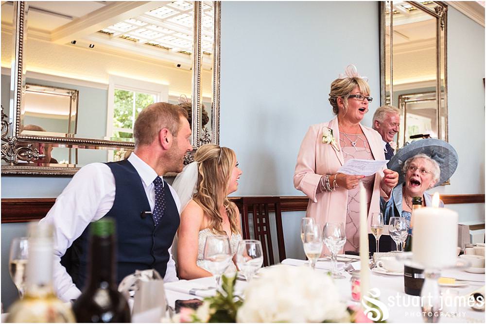 A final speech from the sister of the groom at Pendrell Hall with Pendrell Hall Wedding Photography by Stuart James